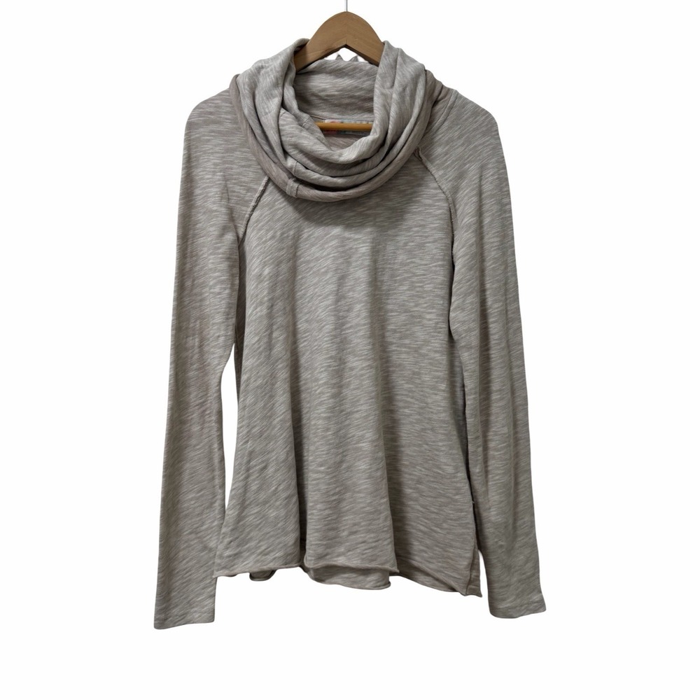 Free People Beach Cocoon Cowl Neck Pullover Top OS One‎ Size Boho Heathered Tan